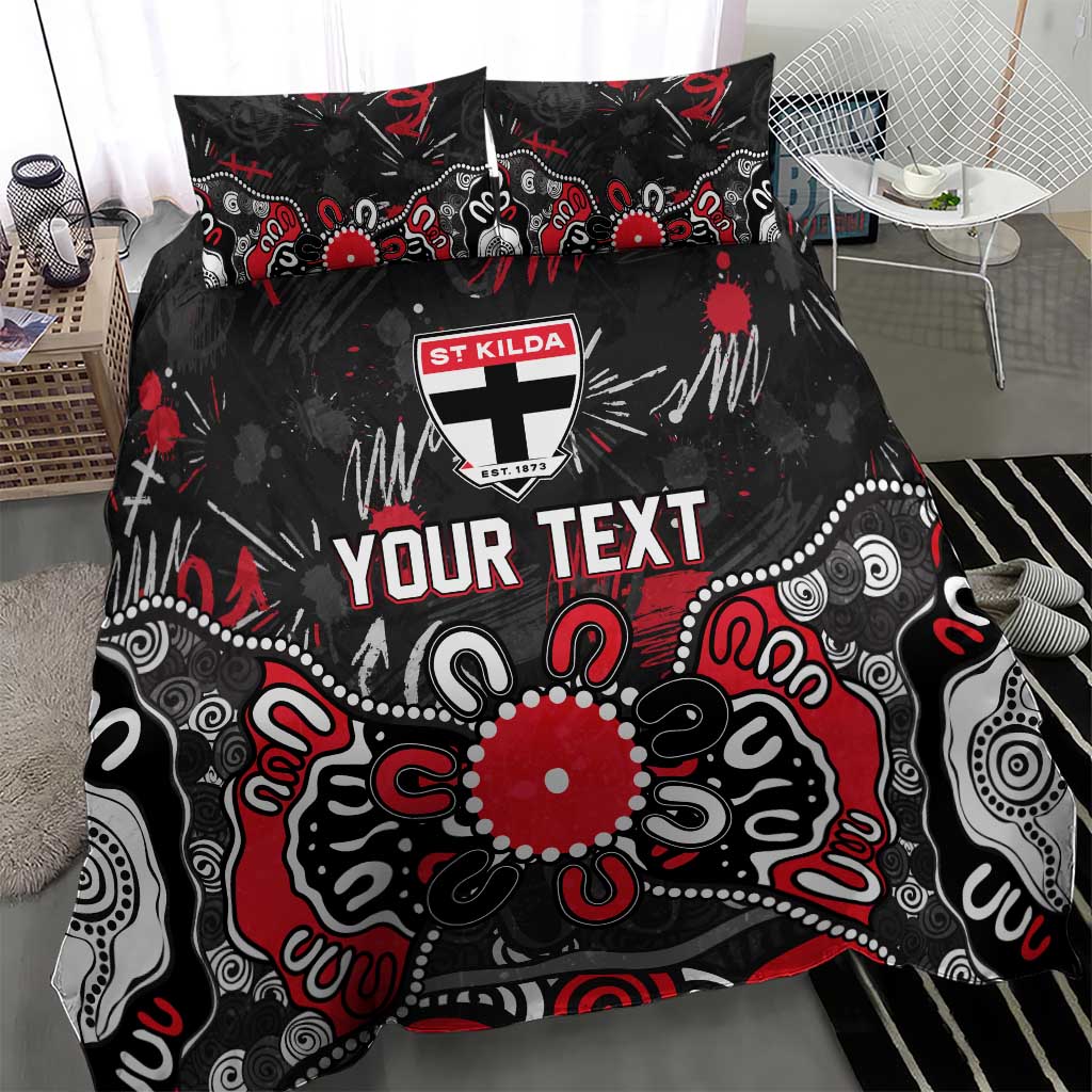 Personalized St Kilda Saints Bedding Set Aboriginal Dot Painting Graffiti Style