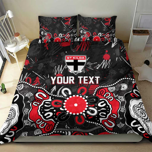 Personalized St Kilda Saints Bedding Set Aboriginal Dot Painting Graffiti Style