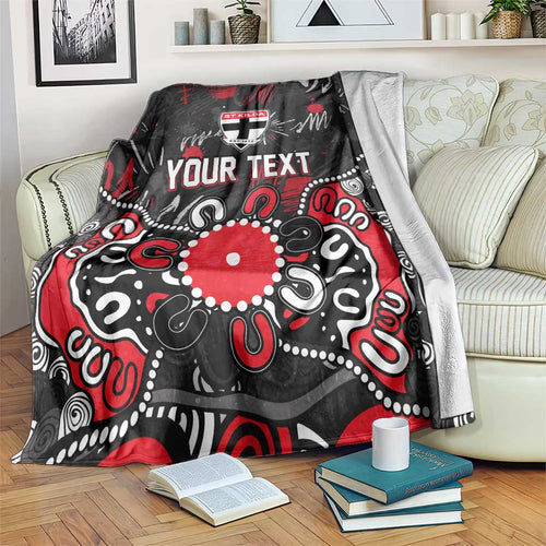 Personalized St Kilda Saints Blanket Aboriginal Dot Painting Graffiti Style