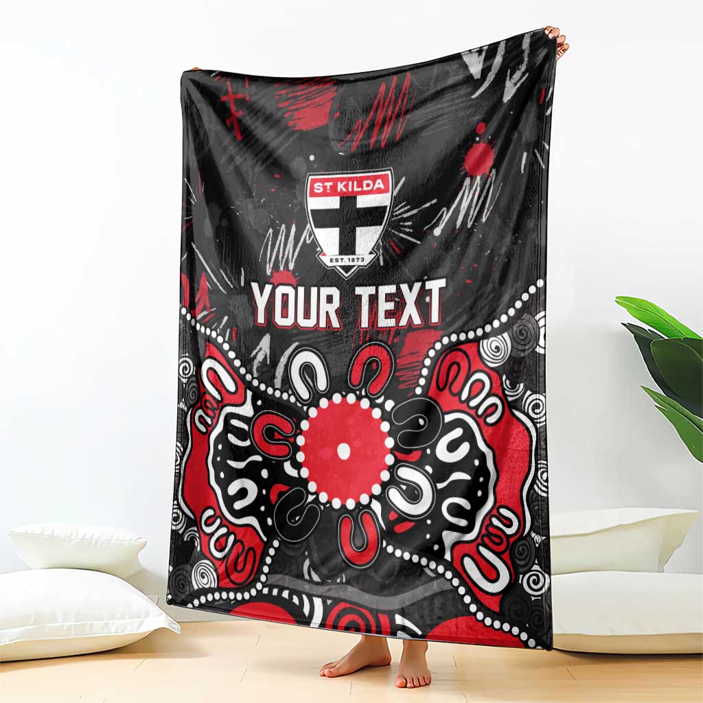 Personalized St Kilda Saints Blanket Aboriginal Dot Painting Graffiti Style