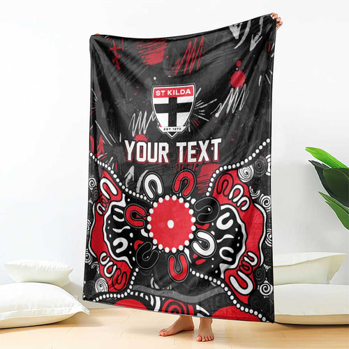 Personalized St Kilda Saints Blanket Aboriginal Dot Painting Graffiti Style