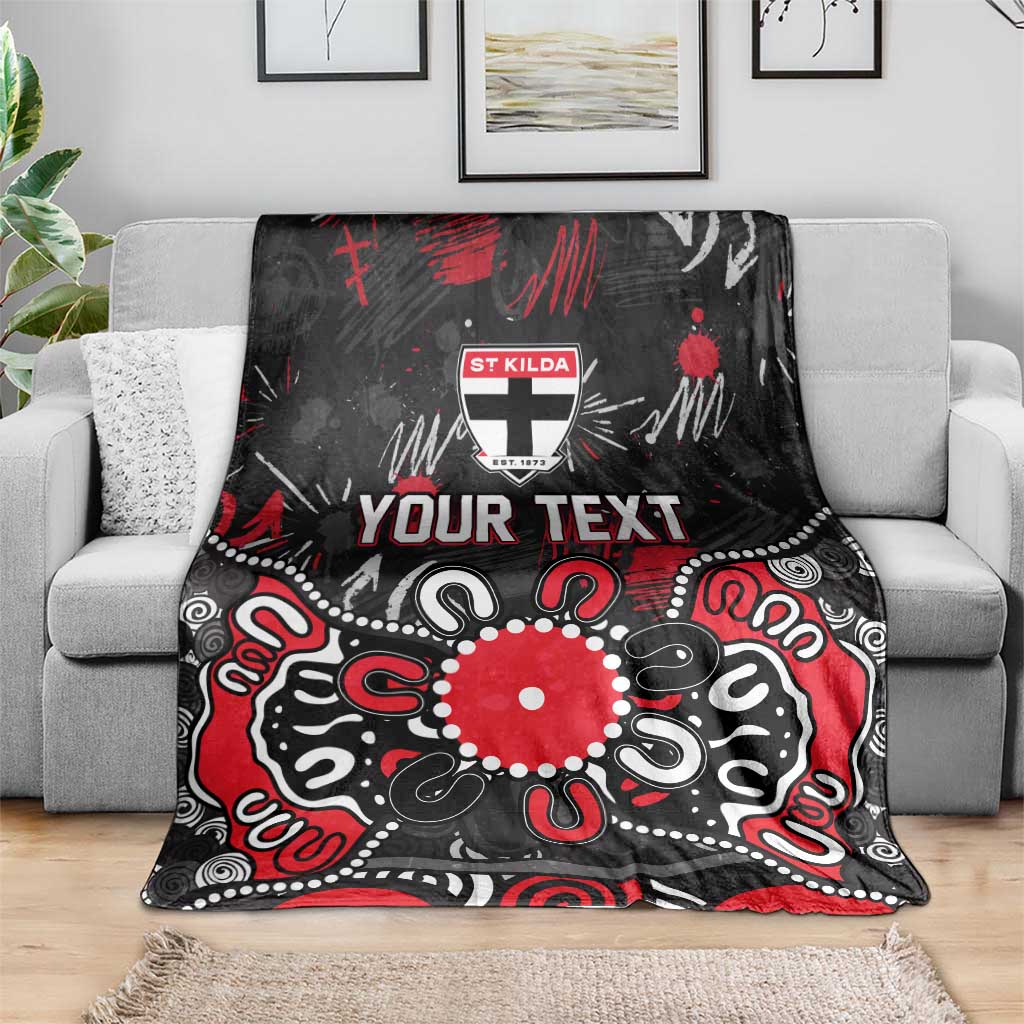Personalized St Kilda Saints Blanket Aboriginal Dot Painting Graffiti Style