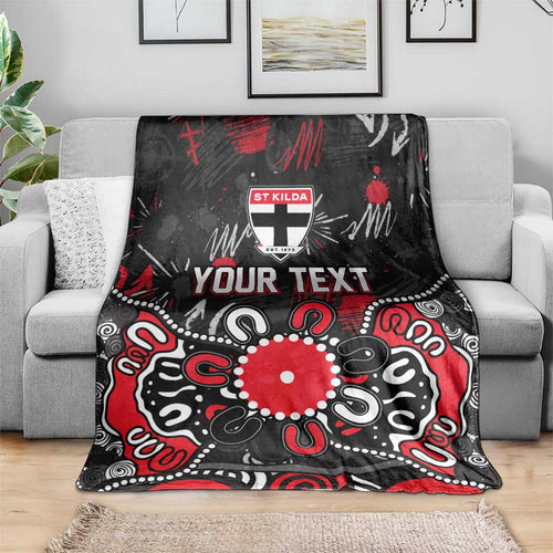 Personalized St Kilda Saints Blanket Aboriginal Dot Painting Graffiti Style