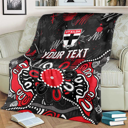 Personalized St Kilda Saints Blanket Aboriginal Dot Painting Graffiti Style