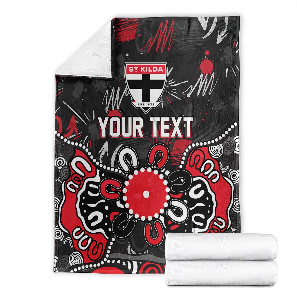 Personalized St Kilda Saints Blanket Aboriginal Dot Painting Graffiti Style