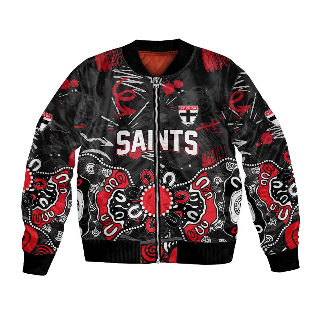 Personalized St Kilda Saints Bomber Jacket Aboriginal Dot Painting Graffiti Style