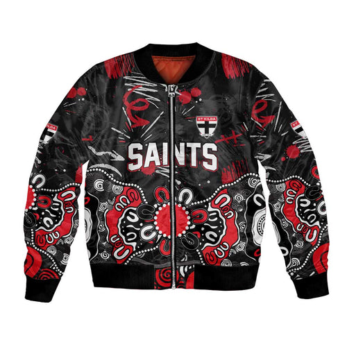 Personalized St Kilda Saints Bomber Jacket Aboriginal Dot Painting Graffiti Style