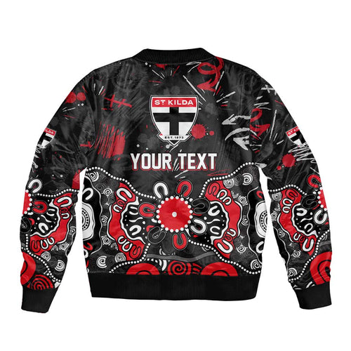 Personalized St Kilda Saints Bomber Jacket Aboriginal Dot Painting Graffiti Style