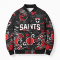 Personalized St Kilda Saints Bomber Puffer Jacket Aboriginal Dot Painting Graffiti Style