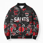 Personalized St Kilda Saints Bomber Puffer Jacket Aboriginal Dot Painting Graffiti Style