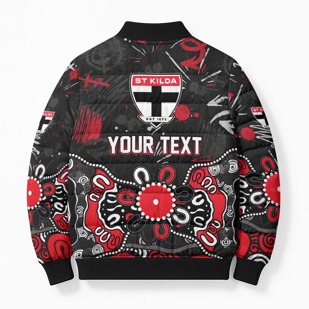 Personalized St Kilda Saints Bomber Puffer Jacket Aboriginal Dot Painting Graffiti Style