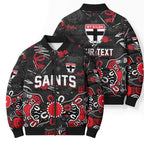 Personalized St Kilda Saints Bomber Puffer Jacket Aboriginal Dot Painting Graffiti Style
