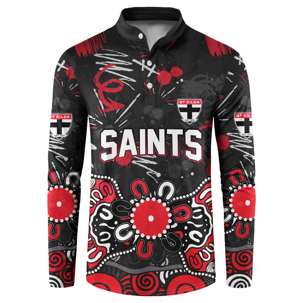 Personalized St Kilda Saints Button Sweatshirt Aboriginal Dot Painting Graffiti Style