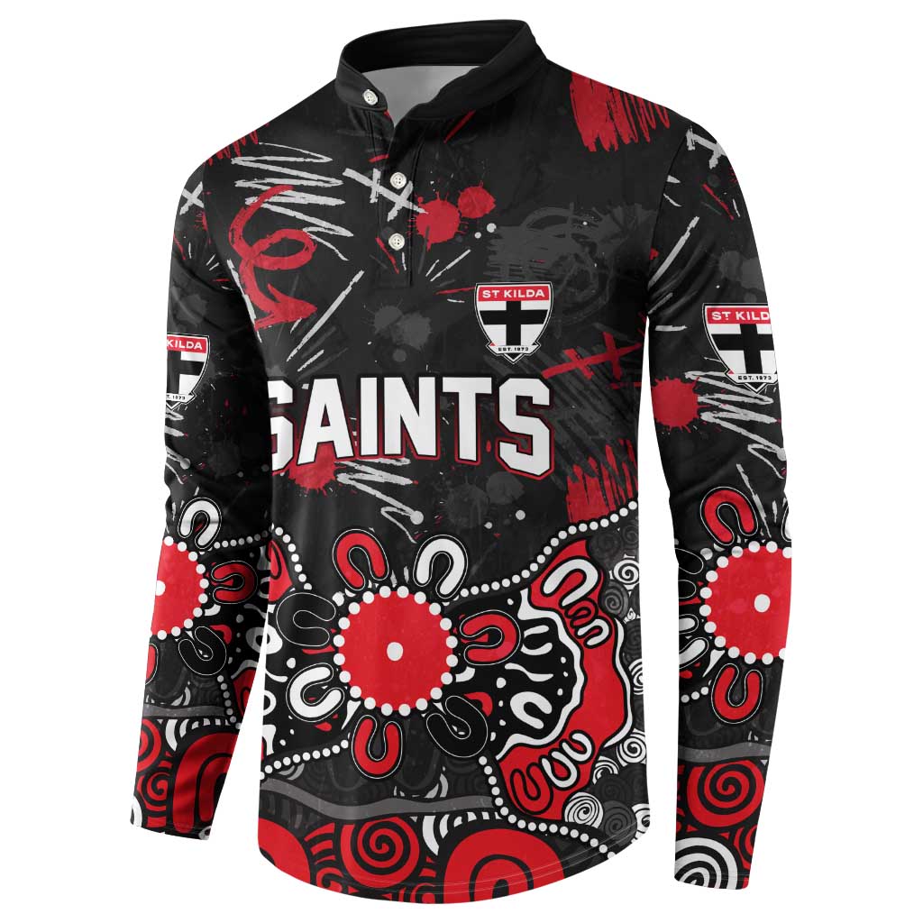 Personalized St Kilda Saints Button Sweatshirt Aboriginal Dot Painting Graffiti Style