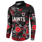 Personalized St Kilda Saints Button Sweatshirt Aboriginal Dot Painting Graffiti Style