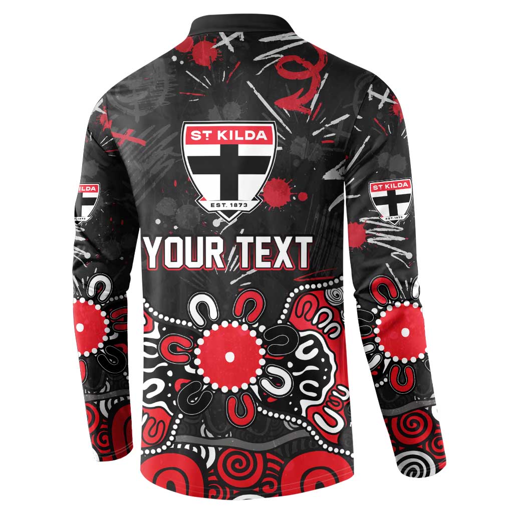Personalized St Kilda Saints Button Sweatshirt Aboriginal Dot Painting Graffiti Style