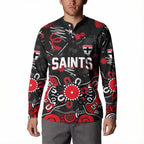 Personalized St Kilda Saints Button Sweatshirt Aboriginal Dot Painting Graffiti Style
