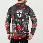 Personalized St Kilda Saints Button Sweatshirt Aboriginal Dot Painting Graffiti Style