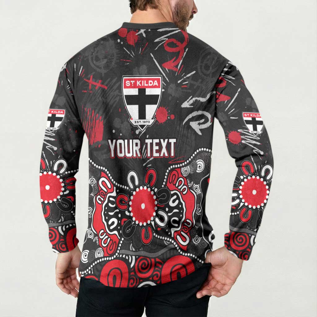Personalized St Kilda Saints Button Sweatshirt Aboriginal Dot Painting Graffiti Style