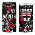Personalized St Kilda Saints 4 in 1 Can Cooler Tumbler Aboriginal Dot Painting Graffiti Style