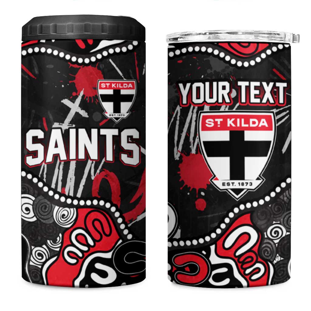 Personalized St Kilda Saints 4 in 1 Can Cooler Tumbler Aboriginal Dot Painting Graffiti Style