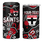 Personalized St Kilda Saints 4 in 1 Can Cooler Tumbler Aboriginal Dot Painting Graffiti Style