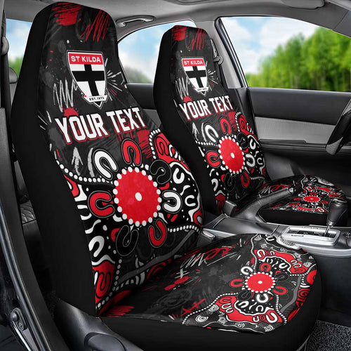 Personalized St Kilda Saints Car Seat Cover Aboriginal Dot Painting Graffiti Style