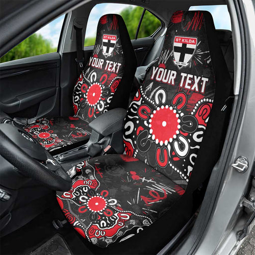Personalized St Kilda Saints Car Seat Cover Aboriginal Dot Painting Graffiti Style