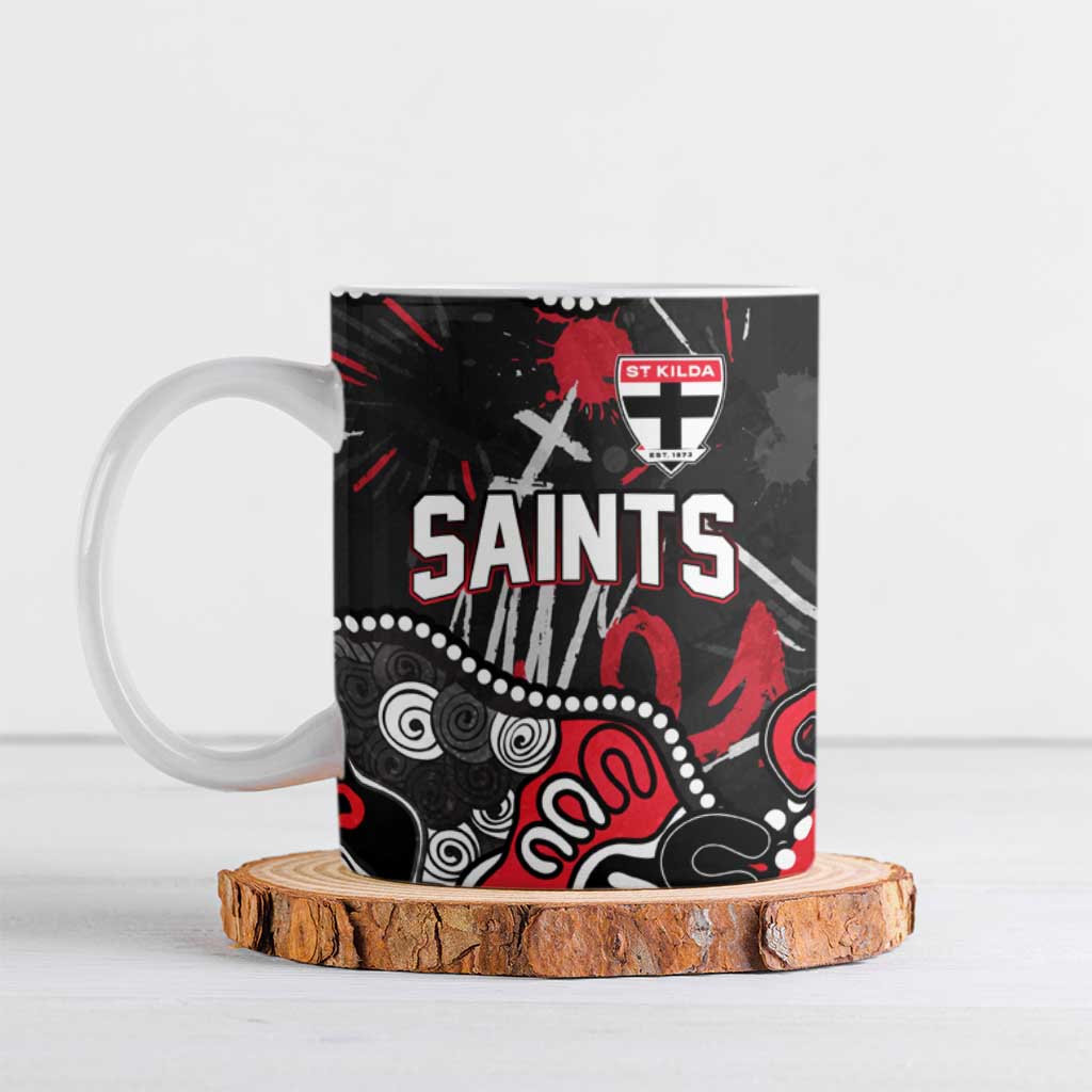 Personalized St Kilda Saints Ceramic Mug Aboriginal Dot Painting Graffiti Style