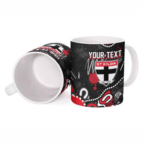 Personalized St Kilda Saints Ceramic Mug Aboriginal Dot Painting Graffiti Style