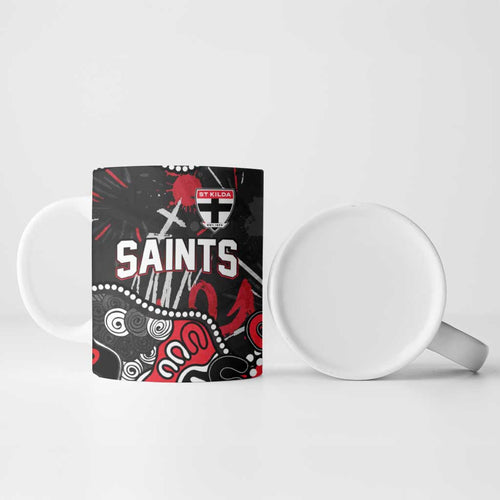 Personalized St Kilda Saints Ceramic Mug Aboriginal Dot Painting Graffiti Style