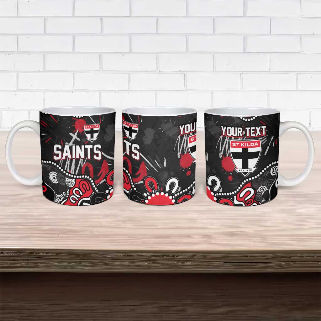 Personalized St Kilda Saints Ceramic Mug Aboriginal Dot Painting Graffiti Style
