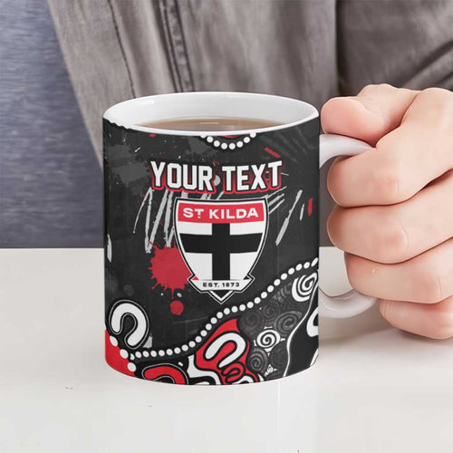 Personalized St Kilda Saints Ceramic Mug Aboriginal Dot Painting Graffiti Style
