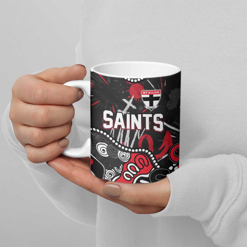 Personalized St Kilda Saints Ceramic Mug Aboriginal Dot Painting Graffiti Style