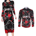 Personalized St Kilda Saints Couples Matching Long Sleeve Bodycon Dress and Long Sleeve Button Shirt Aboriginal Dot Painting Graffiti Style