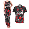 Personalized St Kilda Saints Couples Matching Tank Maxi Dress and Hawaiian Shirt Aboriginal Dot Painting Graffiti Style