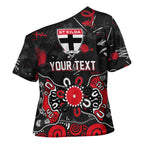 Personalized St Kilda Saints Cross Shoulder Shirt Aboriginal Dot Painting Graffiti Style