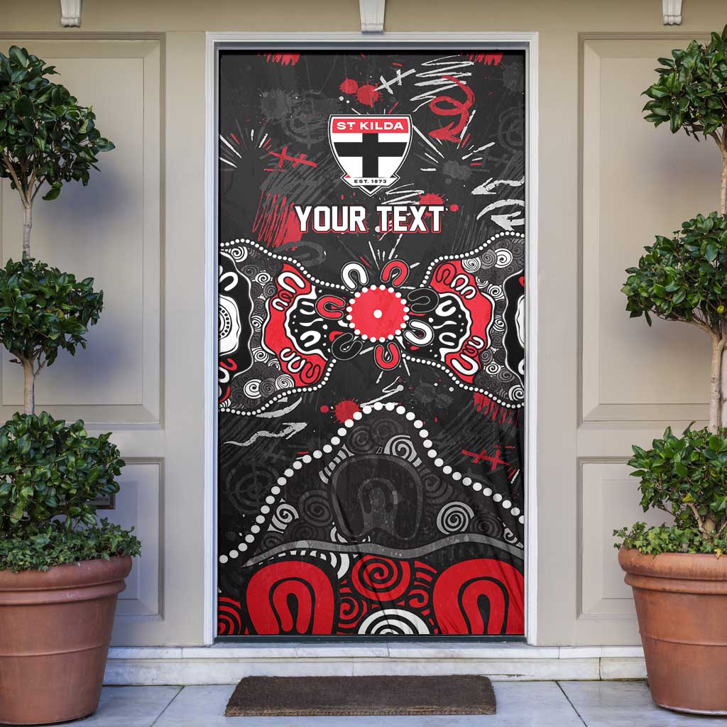 Personalized St Kilda Saints Door Cover Aboriginal Dot Painting Graffiti Style