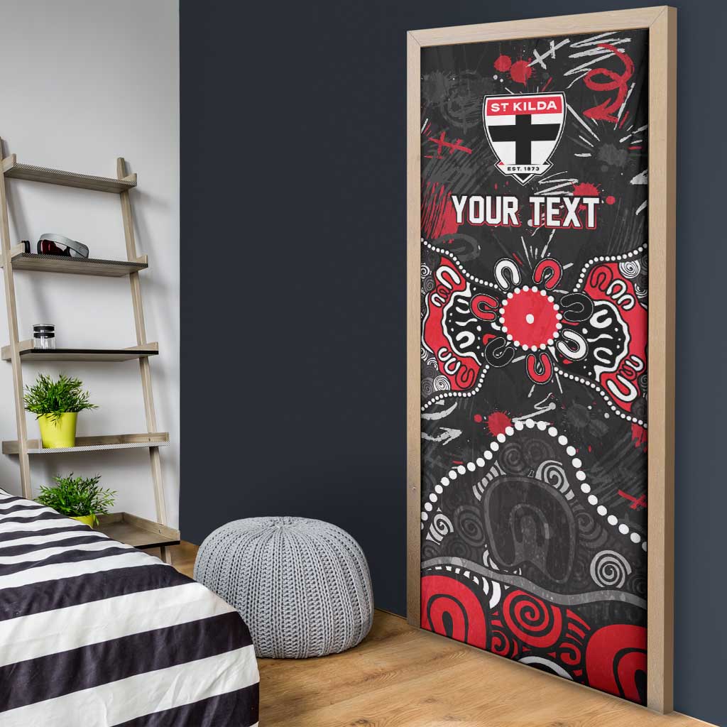 Personalized St Kilda Saints Door Cover Aboriginal Dot Painting Graffiti Style