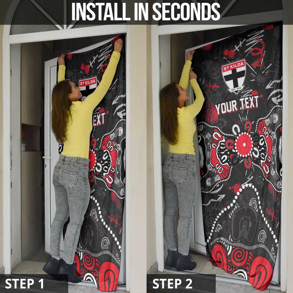 Personalized St Kilda Saints Door Cover Aboriginal Dot Painting Graffiti Style