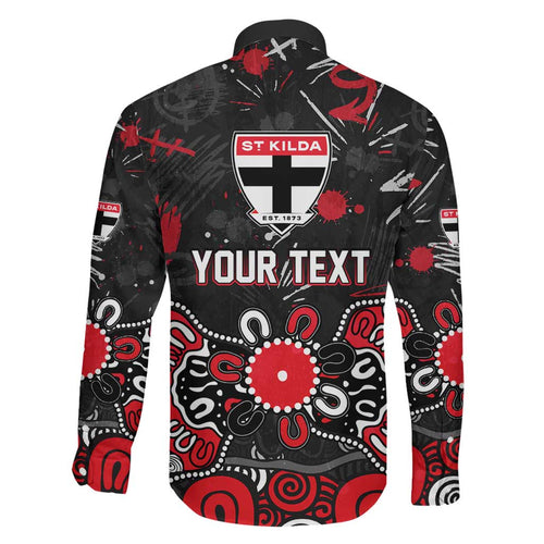 Personalized St Kilda Saints Family Matching Long Sleeve Bodycon Dress and Hawaiian Shirt Aboriginal Dot Painting Graffiti Style