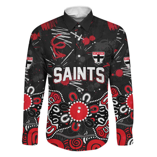 Personalized St Kilda Saints Family Matching Mermaid Dress and Hawaiian Shirt Aboriginal Dot Painting Graffiti Style
