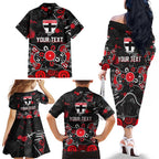Personalized St Kilda Saints Family Matching Off The Shoulder Long Sleeve Dress and Hawaiian Shirt Aboriginal Dot Painting Graffiti Style
