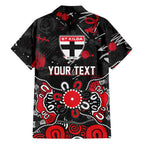 Personalized St Kilda Saints Family Matching Off The Shoulder Long Sleeve Dress and Hawaiian Shirt Aboriginal Dot Painting Graffiti Style