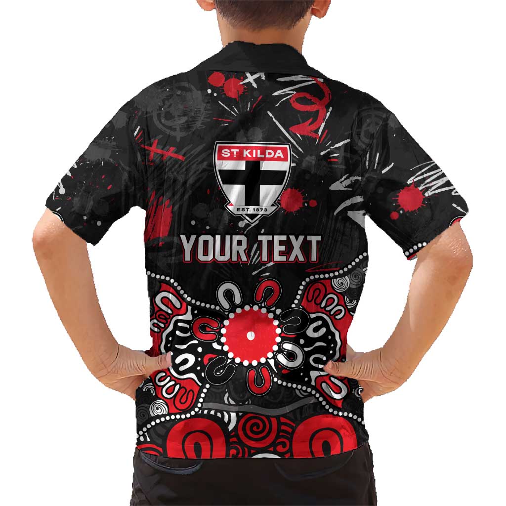 Personalized St Kilda Saints Family Matching Off Shoulder Maxi Dress and Hawaiian Shirt Aboriginal Dot Painting Graffiti Style