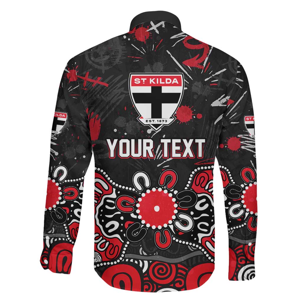Personalized St Kilda Saints Family Matching Off Shoulder Maxi Dress and Hawaiian Shirt Aboriginal Dot Painting Graffiti Style