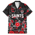 Personalized St Kilda Saints Family Matching Off Shoulder Short Dress and Hawaiian Shirt Aboriginal Dot Painting Graffiti Style