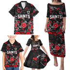 Personalized St Kilda Saints Family Matching Puletasi and Hawaiian Shirt Aboriginal Dot Painting Graffiti Style