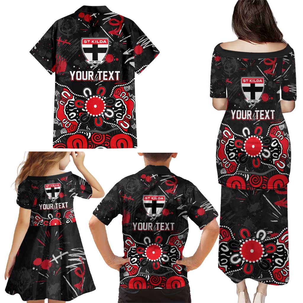 Personalized St Kilda Saints Family Matching Puletasi and Hawaiian Shirt Aboriginal Dot Painting Graffiti Style