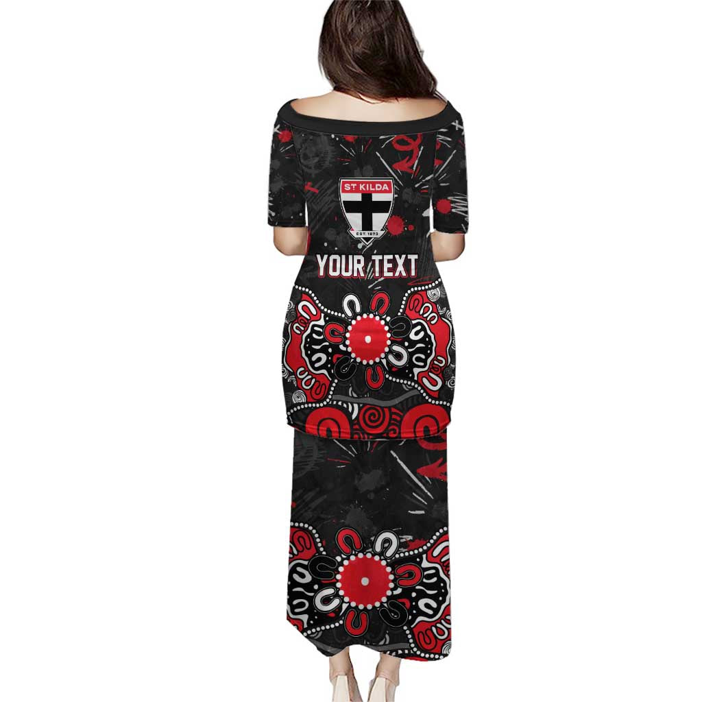 Personalized St Kilda Saints Family Matching Puletasi and Hawaiian Shirt Aboriginal Dot Painting Graffiti Style